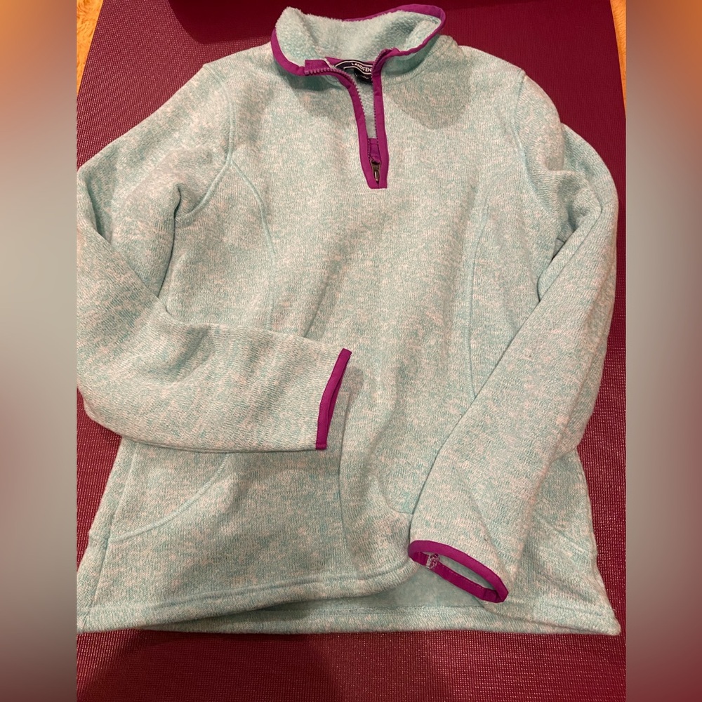 Teal and purple  Quarter-Zip Land End Sweater
